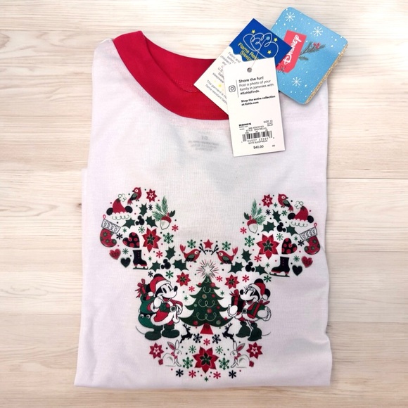 Disney Mickey Mouse Unisex Christmas Pajamas 2 Piece Set Size 10 NWT - Picture 7 of 12